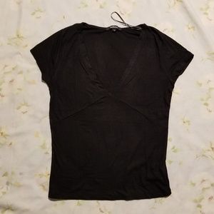 Ambiance Black Deep V Neck Tee
